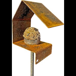 Voederhuis Vogelhuis Cortenstaal op standaard