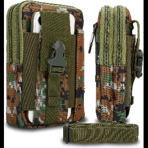 Hoesje geschikt voor Oppo A54 5G / A74 5G in groene camouflage tactische mobiele telefoon molle EDC etui compatibel schoudertache militaire riem case cover
