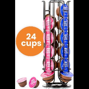 Capsulehouder Staand – Koffiecups houder – Geschikt voor Dolce Gusto – 24 Cups - RVS - Zwart