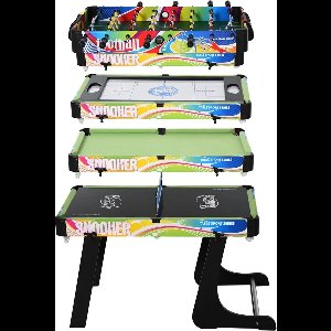 DoneMore® - 4-in-1 Multigame Tafel - Tafelvoetbal, Airhockey, Snooker en Pingpong - Compact Stapelbaar Ontwerp
