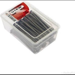 Draadnagel platkop blank 3.5x80mm. lang. 450 gram. deltafix. spijkers.