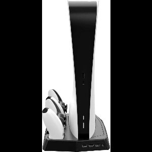 4-in-1 laadstation voor de PlayStation 5 DE/UHD editie - koelventilatoren - voor 2x DualSense PS5 controllers