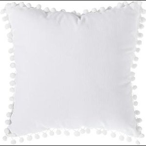 Sierkussen Ellis - Wit - Sierkussen met pompons/tassels - 40x40 cm