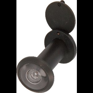 AMIG Messing Deurspion - ø16 / 35-60mm - Kijkhoek 160° - Afsluiklepje - Glazen Lenzen - Zwart