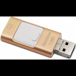 Flashdrive 128GB - 3 in 1 - Goud - 8 pin - micro usb - USB - usb stick - opslag