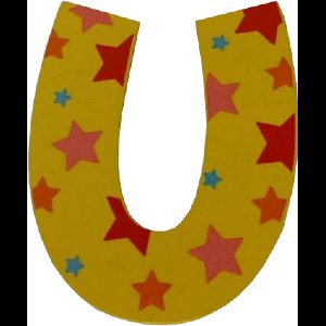 Decoratieletter - U - Hout - 7cm - Geel