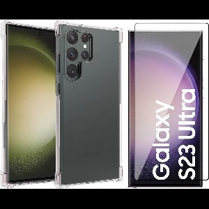 Hoesje geschikt voor Samsung Galaxy S23 Ultra - Screen Protector FullGuard - Back Cover Case ShockGuard Transparant & Screenprotector