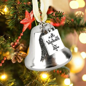 Kerstengelbelornament Hangend Belornament met Engelenvleugelscharme Kerstversiering Zijden Lint Boom Feestbenodigdheden