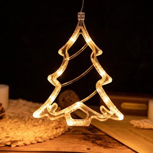 MUPOO Kerstverlichting Raamdecoratie – LED Kerstboom Window Hanging String Lights met Zuignap, Batterij Aangedreven Fairy Lights – Christmas Window Light voor Feest, Slaapkamer & Binnen Decoratie– 3-Pack
