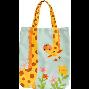 Cosensi - Opvouwbare stoffen boodschappentas met Giraf print, lange hengsels, 40 x 50 cm, voor mannen en vrouwen