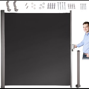 Uitrolbaar Windscherm Terras – 160x300 cm – Grijs – Weerbestendig & Privacybescherming