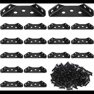 Triangular Support - 20 Pcs Corner Clamps - Triangular Shape - Corner Clamp met 80 Screws - RVS Furniture Connectors - Repair Plate - Hoekhoek voor Cabinet - Tafel - Stoel