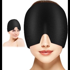 YOZHIQU Gelkoelkap - Verlicht migraine - Rekbare hoofdpijnkap - Koudetherapiekap - Slaapmasker - Geschikt voor het verlichten van wallen en stress - Zwart