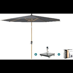 Platinum Riva stokparasol 3 m. rond - Teak antraciet met Granada voet en hoes