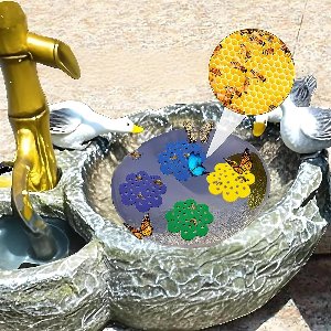 Crrynuo - 4 Stuks Drijvend Bijeneiland - Bijendrinkstation - Tuindecoratie - PVC - Paars/Groen/Geel/Blauw - Herbruikbaar - Voor Tuindecoratie en Bijen Bestuiving