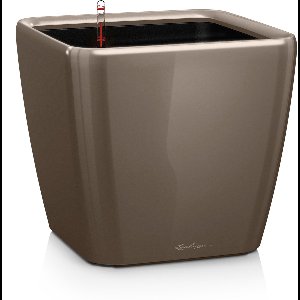 LECHUZA QUADRO Premium LS 50 - Plantenbak - met uitneembare binnenbak - met bewateringssysteem - ALL-IN-ONE set met LECHUZA-PON - taupe hoogglans