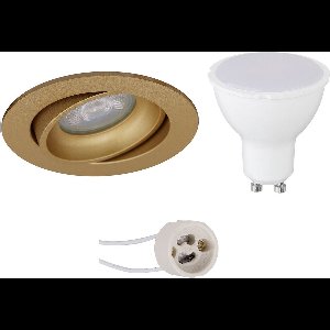 LED Spot Set - Proma Delton Pro - GU10 Fitting - Dimbaar - Inbouw Rond - Mat Goud - 6W - Helder/Koud Wit 6400K - Kantelbaar - Ø82mm
