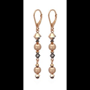 ARLIZI 2193 Oorbellen parel Swarovski kristal - roséverguld - 5,5 cm