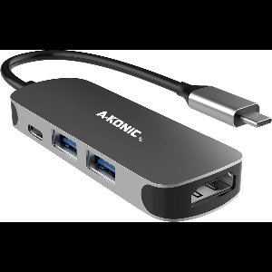 AKONIC USB C Hub - 4K HDMI - USB-C Opladen - Premium Kwaliteit - Spacegrey
