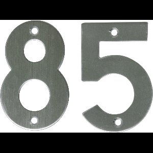 AMIG Huisnummer 85 - massief Inox RVS - 10cm - incl. bijpassende schroeven - zilver