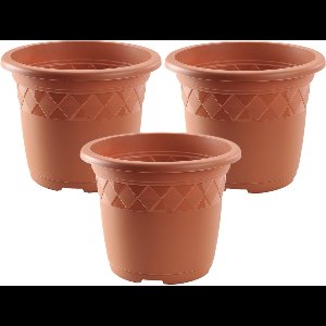 Hega Hogar Bloempot/plantenpot - 3x - D40 cm x H32,5 cm - terra cotta kunststof - Buiten gebruik