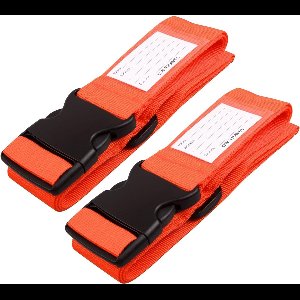 Bagageriemen voor Koffers (Oranje: 2 stuks) Goed zichtbare stevige Kofferbanden met bagagelabels. Reiskoffer riemen. Bagageriem Kofferband reis riem voor Kofferbagage. Tas band Kofferriem