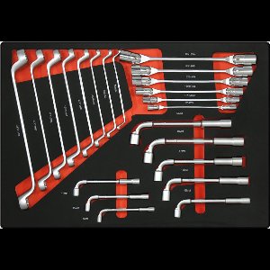 Kraftmeister gereedschapset voor gereedschapswagen, gereedschapstrolley, gereedschapskoffer of gereedschapskar - Dubbele kniegewricht, ring en pijpsleutelsset 22-delig