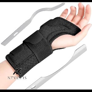 Nevolis Polssteun metalen rail stabilisator verstelbare dag-nacht-polsbandage tendinitis artritis S/M rechterhand .