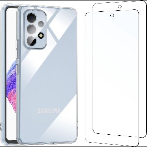 Podec Hoesje Geschikt voor Samsung Galaxy A53 Transparant Telefoonhoesje - Anti-Shock Case Cover met 2x Screenprotector