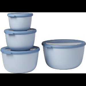Cirqula Multi Bowl 4-Delige Set – Luchtdichte Voedselbewaarbakjes Met Deksel – Magnetron-Vriezer-Koelkastgeschikt – 350/750/1250/2250ml – Nordic Green