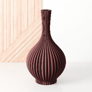 Fleuriek Vaas - Rood - H30 cm - Vaas voor zijden bloemen of kunstbloemen - Woonaccessoires voor droogbloemen - 3D geprinte vaas van gerecycled kunststof