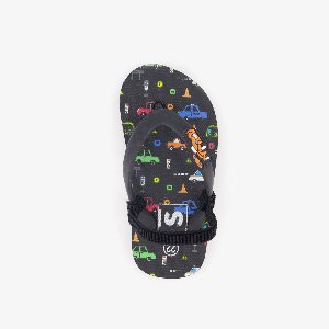 Jongens teenslippers met auto's zwart - Maat 22