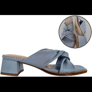 Stravers- Stijlvolle Slipper met Blokhakje Dames Maat 42 Grote Maten Muiltje Blauw