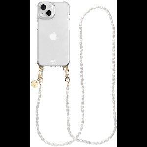 AVY Case geschikt voor Apple iPhone 15 | Transparant Hoesje Met Telefoonkoord 120CM | Crossbody Perla Chic Long