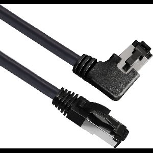 S/FTP CAT8.1 40 Gigabit Netwerkkabel - 1 kant haaks naar rechts - CU - 0,5 meter - Zwart