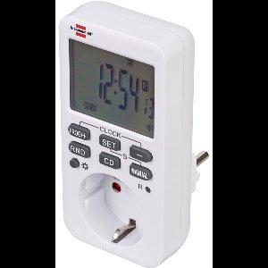 Brennenstuhl Comfort-Line Digitale weektijdschakelaar, digitale timer-stopcontact, voor binnen, countdown-functie en met verhoogde aanraakbescherming, wit