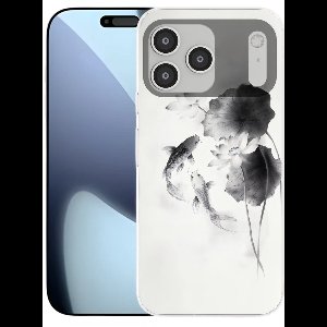 Telefoonhoesje Geschikt voor iPhone 17 Pro Max hoesje - Lotusbloemen - Vissen - Bladeren - Zwart - Siliconen Telefoonhoesje Telefoonhoesje