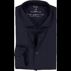 OLYMP 24/7 Level 5 body fit overhemd - tricot - marine blauw - Strijkvriendelijk - Boordmaat: 38