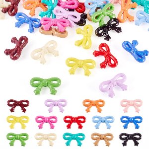 28 Pieces Acrylic Bow Beads Colorful Bow Focal Beads Loose Spacer for Bracelet Necklace Earring Jewelry Making