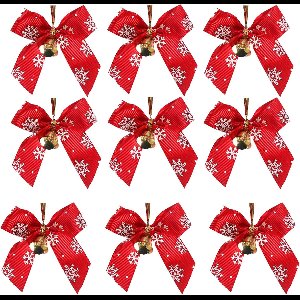 50 rode kerstknoop combinatie met bel - ronde bloemkringjes voor kerstbomen-feestdecoraties-bloemkringjes