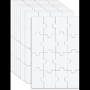 10 Sheets Blank Jigsaw Puzzles, 15x10cm DIY Fun 16-Piece Puzzle Set - White Puzzle for Activity, Birthday Party and Craft