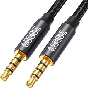 AdroitGoods 3.5mm TRRS audiokabel (male–male) – 4-polig – verguld – 2m - Zwart