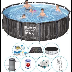 Steel Pro MAX Wood 427x107 cm - Zwembad Bundel