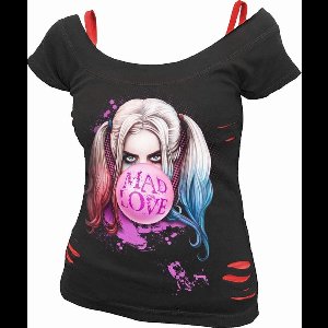 Batman Harley Quinn - Mad Love Dames T-shirt - zwart/rood - L