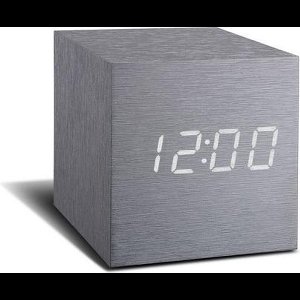 Gingko Cube click clock Alarmklok - Aluminium/LED Wit