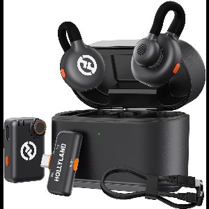 Hollyland Lark M2S Combo (Camera RX+USB-C RX+ Lightning Cable) Wireless Microphone for iPhone/Camera/Android/PC, Titanium Clip, Noise Cancelling, 30H Use, Vlog, Interview, Content Creation