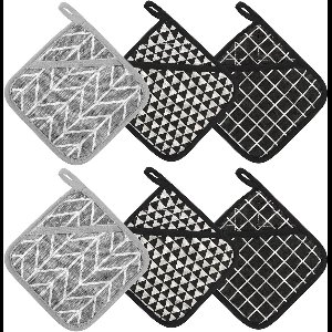 Cosensi - Hittebestendige pannenlappen set van katoen voor keuken, koken en bakken met tas, 6 stuks