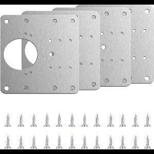 Inovra Plus - 4-delige reparatieplaten voor kastscharnieren en schroefscharnieren - Scharnierreparatiebeugels - Houten meubelen - 90 x 90 mm met gaten - Duurzame reparatieoplossing
