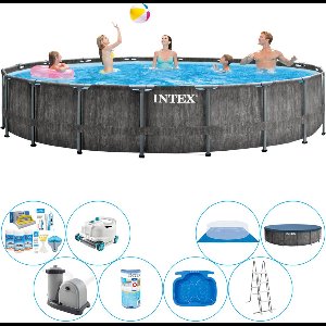 Prism Frame Greywood Rond 549x122 cm - Slimme Zwembad Deal