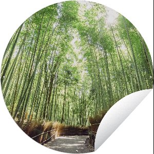 Tuincirkel Bamboebosje in Arashiyama Japan - 60x60 cm - Ronde Tuinposter - Buiten